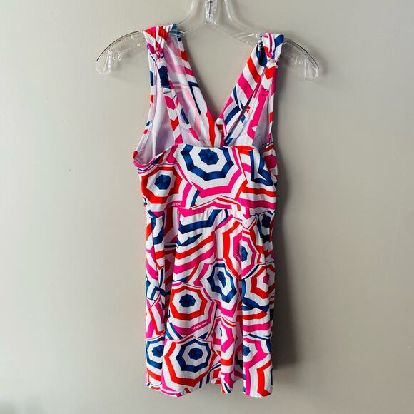 Lands End pink/red/white design swim dress (Size: 8) - Picture 3 of 5